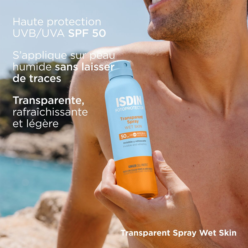 Fotoprotector ISDIN Transparent Spray Wet Skin SPF 50